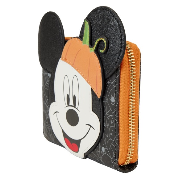 Loungefly Mickey Mouse Glow Pumpkin Zip Around Wallet - Picture 3 of 5